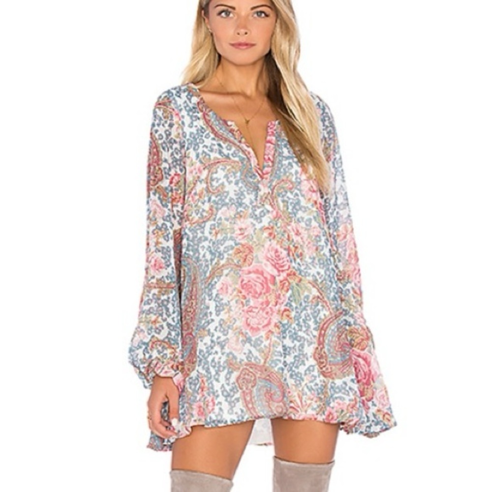 Show Me Your Mumu Jamie Tunic Grey Gardens Medium boho bohemian NWT